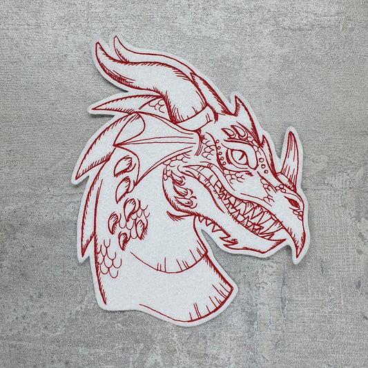 Gestickter Drachenkopf als Applikation - Dragon, Stickapplikation