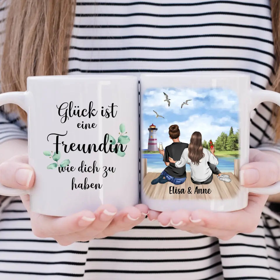 Tasse 2 Freundinnen - Best Friends - Personen personalisierbar + Spruch