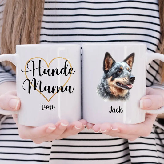 Tasse Hundemama mit Motiv Hund und Name