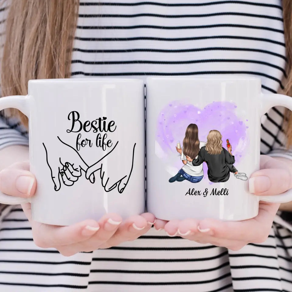 Tasse 2 Freundinnen - Beste Freunde, Best Friends -  personalisierbar + Spruch