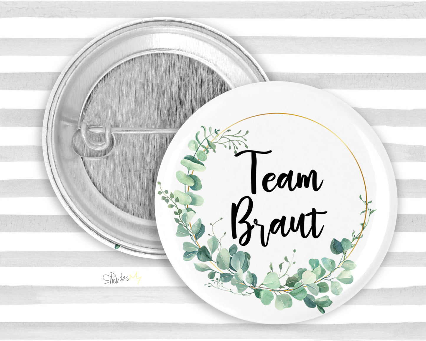 1x Button - Braut oder Team Braut - Eukalyptus 2